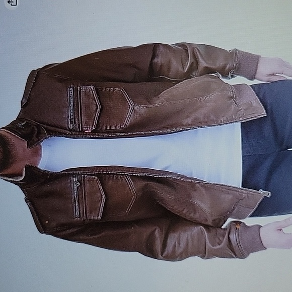 Levi's Men's Earth Brown faux leather sherpa aviator bomber jacket XS New…
